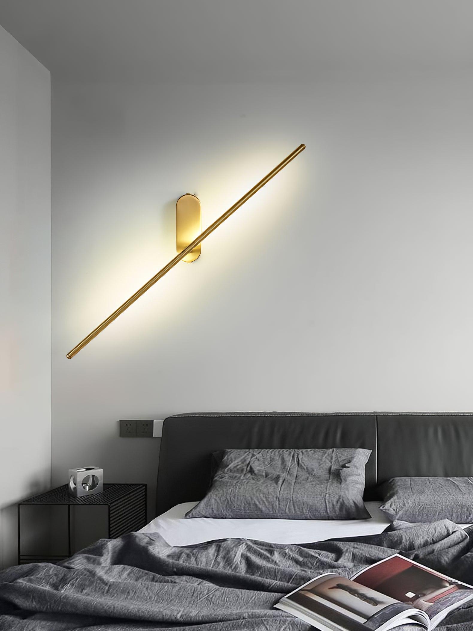 Modern Linear LED Plug In Wall Sconce Minimalist Slim Stick Lamp for Living Room