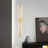 Modern Linear LED Plug In Wall Sconce Minimalist Slim Stick Lamp for Living Room