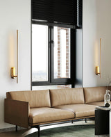 Modern Linear LED Plug In Wall Sconce Minimalist Slim Stick Lamp for Living Room