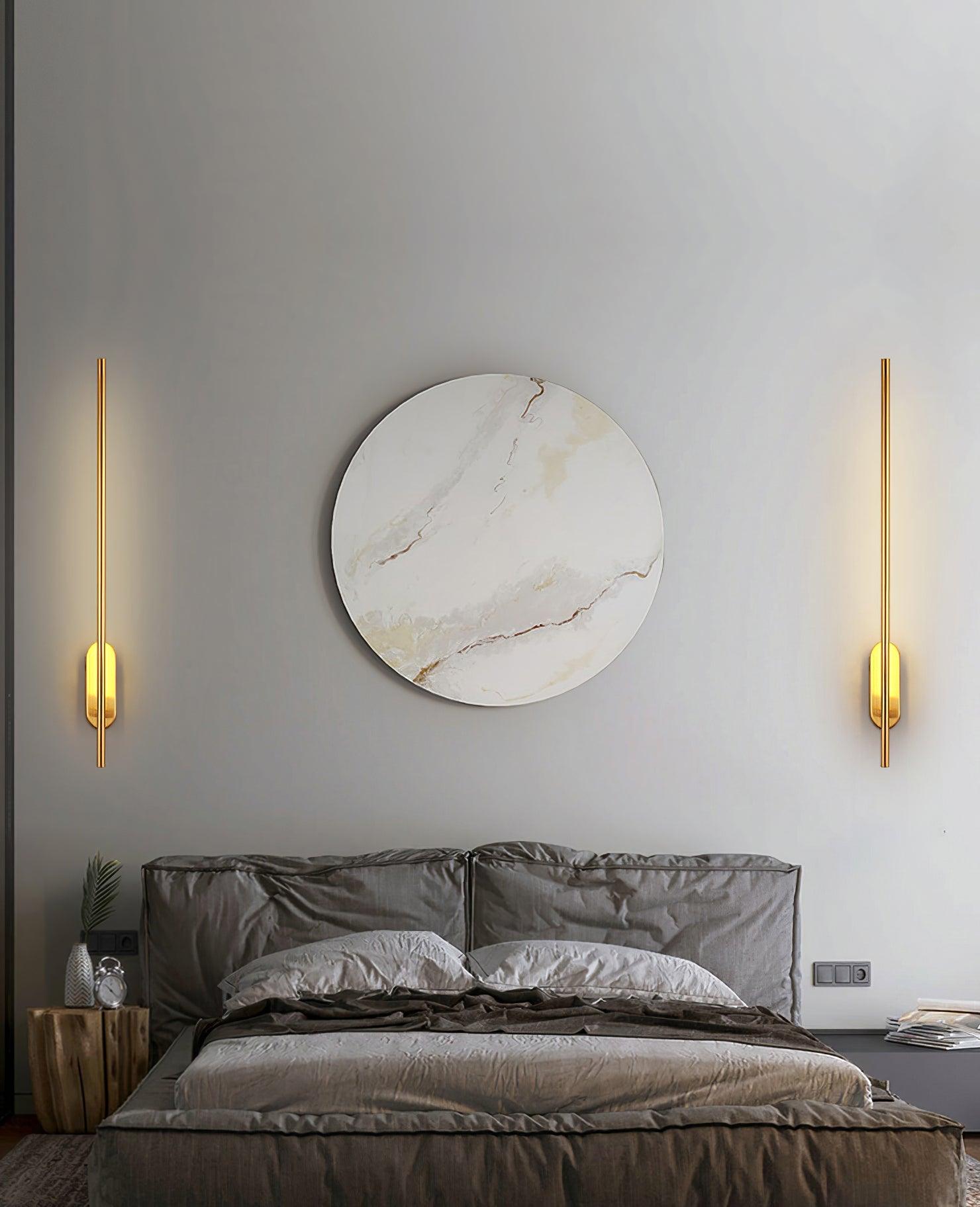 Modern Linear LED Plug In Wall Sconce Minimalist Slim Stick Lamp for Living Room