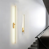 Modern Linear LED Plug In Wall Sconce Minimalist Slim Stick Lamp for Living Room