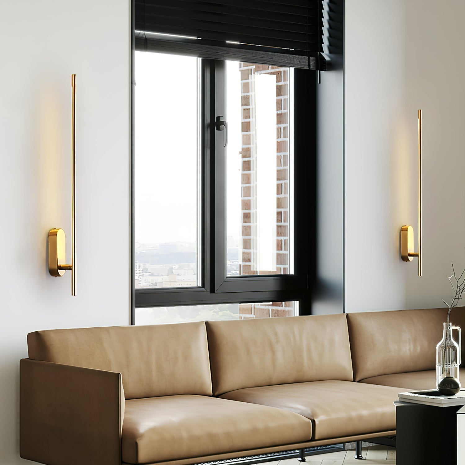 Modern Linear LED Plug In Wall Sconce Minimalist Slim Stick Lamp for Living Room