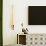 Modern Linear LED Plug In Wall Sconce Minimalist Slim Stick Lamp for Living Room