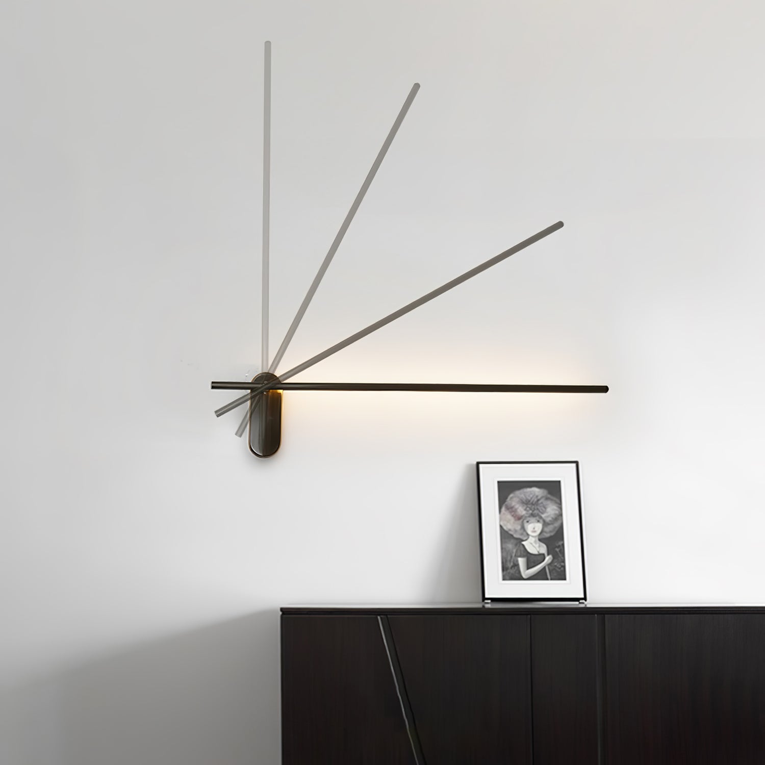 Modern Linear LED Plug In Wall Sconce Minimalist Slim Stick Lamp for Living Room