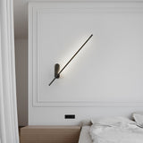 Modern Linear LED Plug In Wall Sconce Minimalist Slim Stick Lamp for Living Room