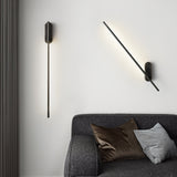 Modern Linear LED Plug In Wall Sconce Minimalist Slim Stick Lamp for Living Room