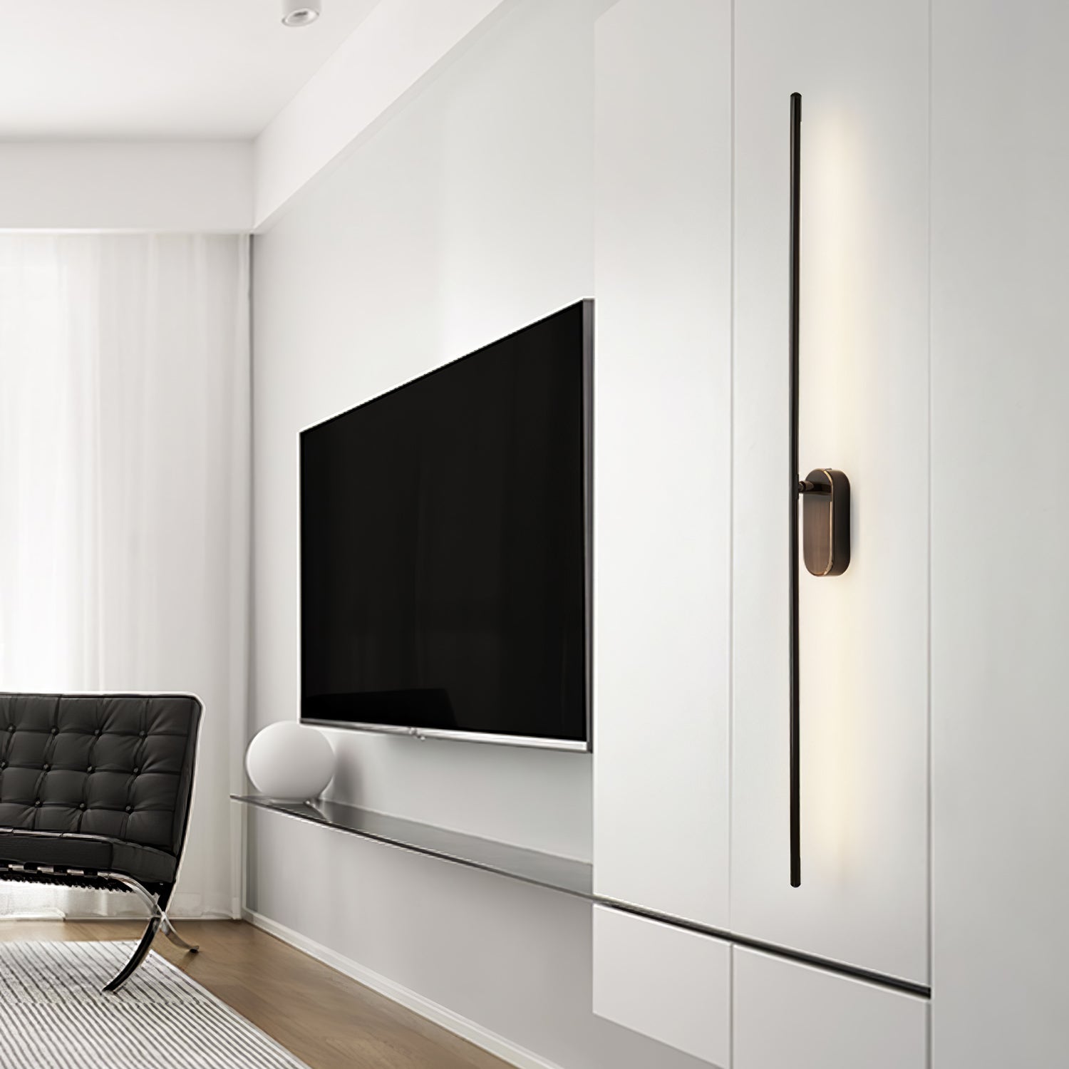 Modern Linear LED Plug In Wall Sconce Minimalist Slim Stick Lamp for Living Room