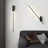 Modern Linear LED Plug In Wall Sconce Minimalist Slim Stick Lamp for Living Room
