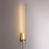 Modern Linear LED Plug In Wall Sconce Minimalist Slim Stick Lamp for Living Room