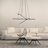 Modern Linear LED Strip Chandelier Adjustable Hanging Pendant Light for Dining Room Black and Gold