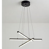 Modern Linear LED Strip Chandelier Adjustable Hanging Pendant Light for Dining Room Black and Gold