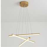 Modern Linear LED Strip Chandelier Adjustable Hanging Pendant Light for Dining Room Black and Gold