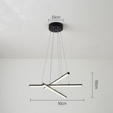 Modern Linear LED Strip Chandelier Adjustable Hanging Pendant Light for Dining Room Black and Gold