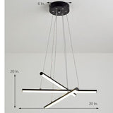 Modern Linear LED Strip Chandelier Adjustable Hanging Pendant Light for Dining Room Black and Gold