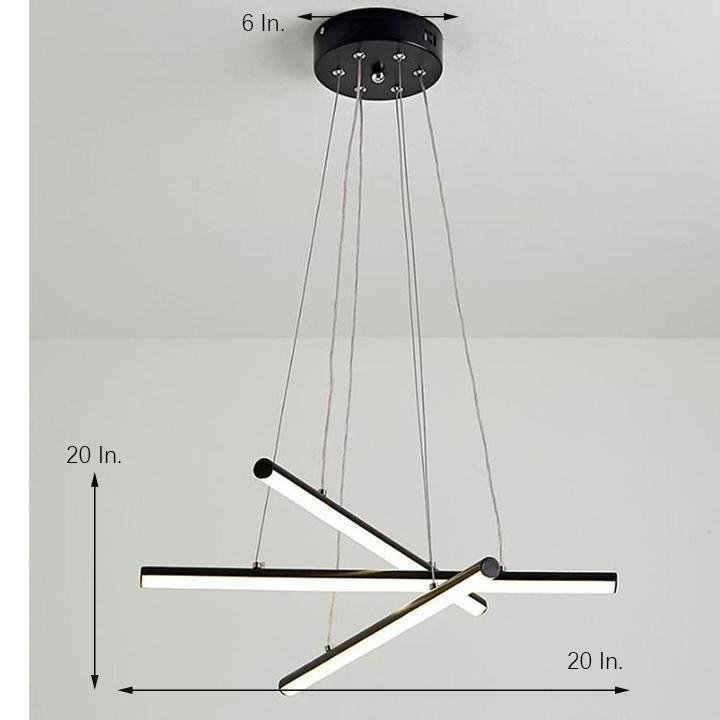 Modern Linear LED Strip Chandelier Adjustable Hanging Pendant Light for Dining Room Black and Gold