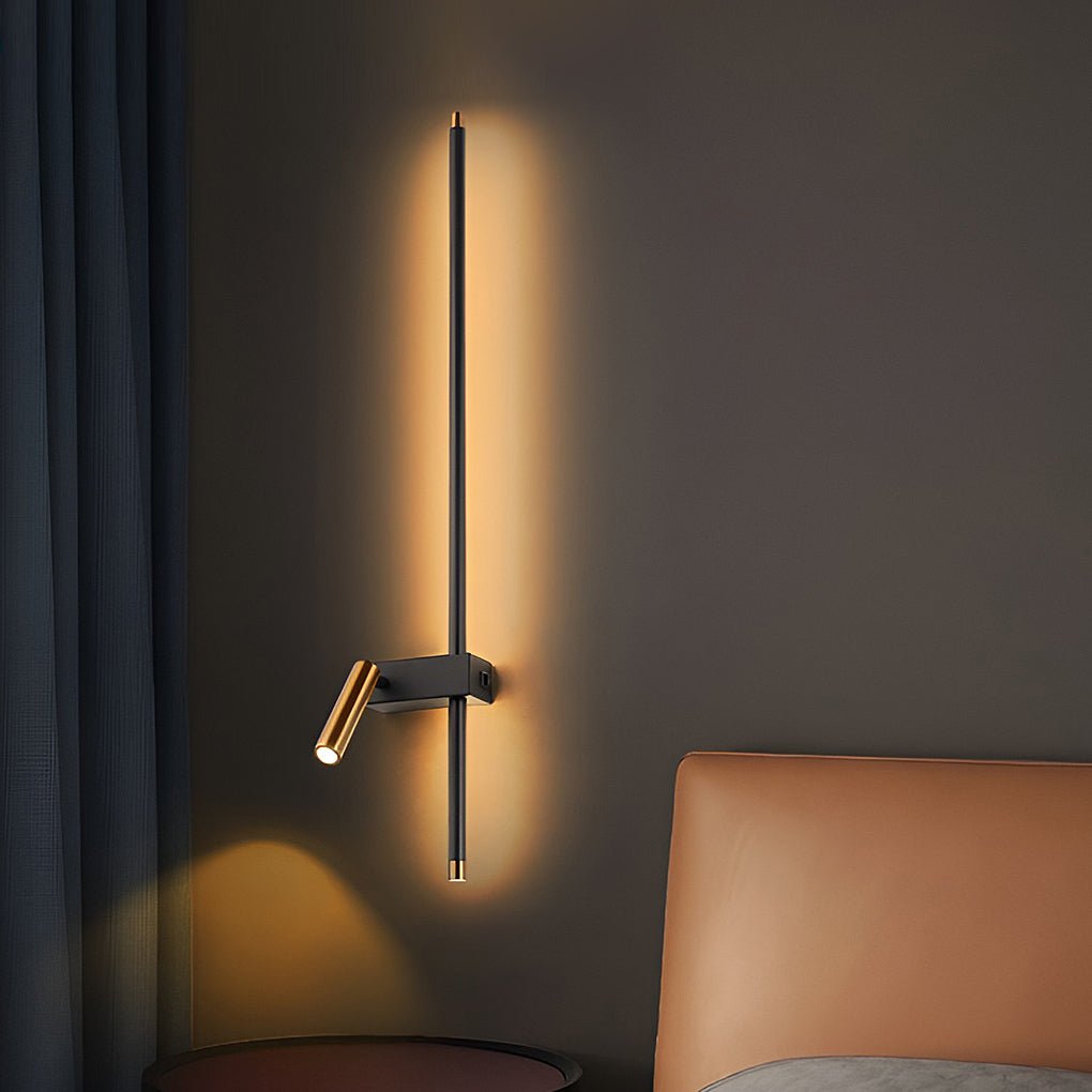 Modern Linear LED Wall Sconce with Adjustable Spotlight for Hallway and Bedroom