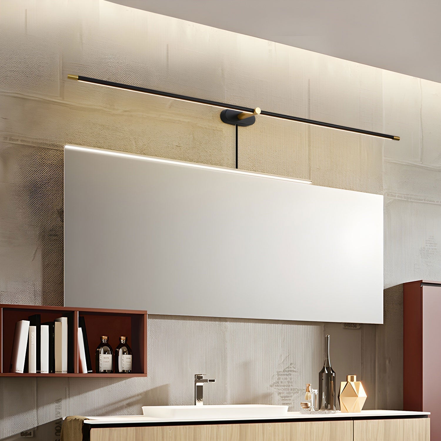 Modern Linear LED Wall Sconce with Plug in Cord Minimalist Vanity Lighting