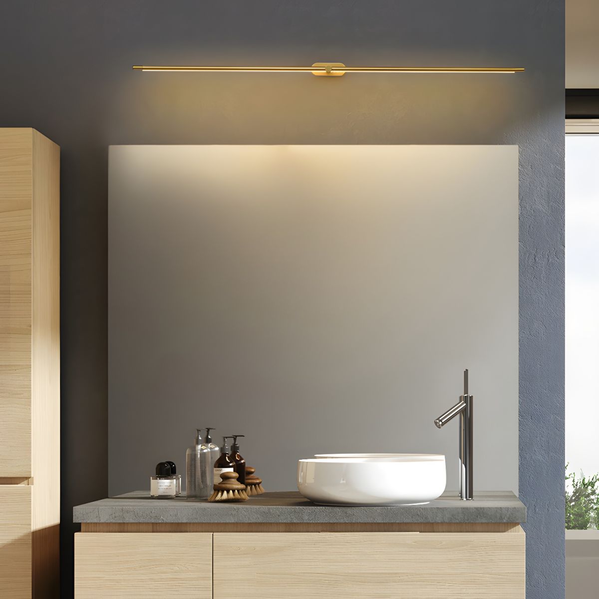 Modern Linear LED Wall Sconce with Plug in Cord Minimalist Vanity Lighting
