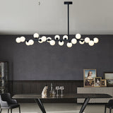 Modern Linear Multi Light Glass Ball Chandelier for Kitchen Island and Dining Room