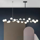 Modern Linear Multi Light Glass Ball Chandelier for Kitchen Island and Dining Room