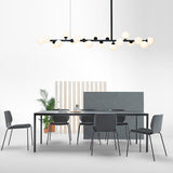 Modern Linear Multi Light Glass Ball Chandelier for Kitchen Island and Dining Room
