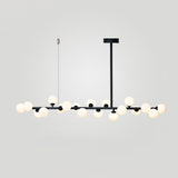 Modern Linear Multi Light Glass Ball Chandelier for Kitchen Island and Dining Room