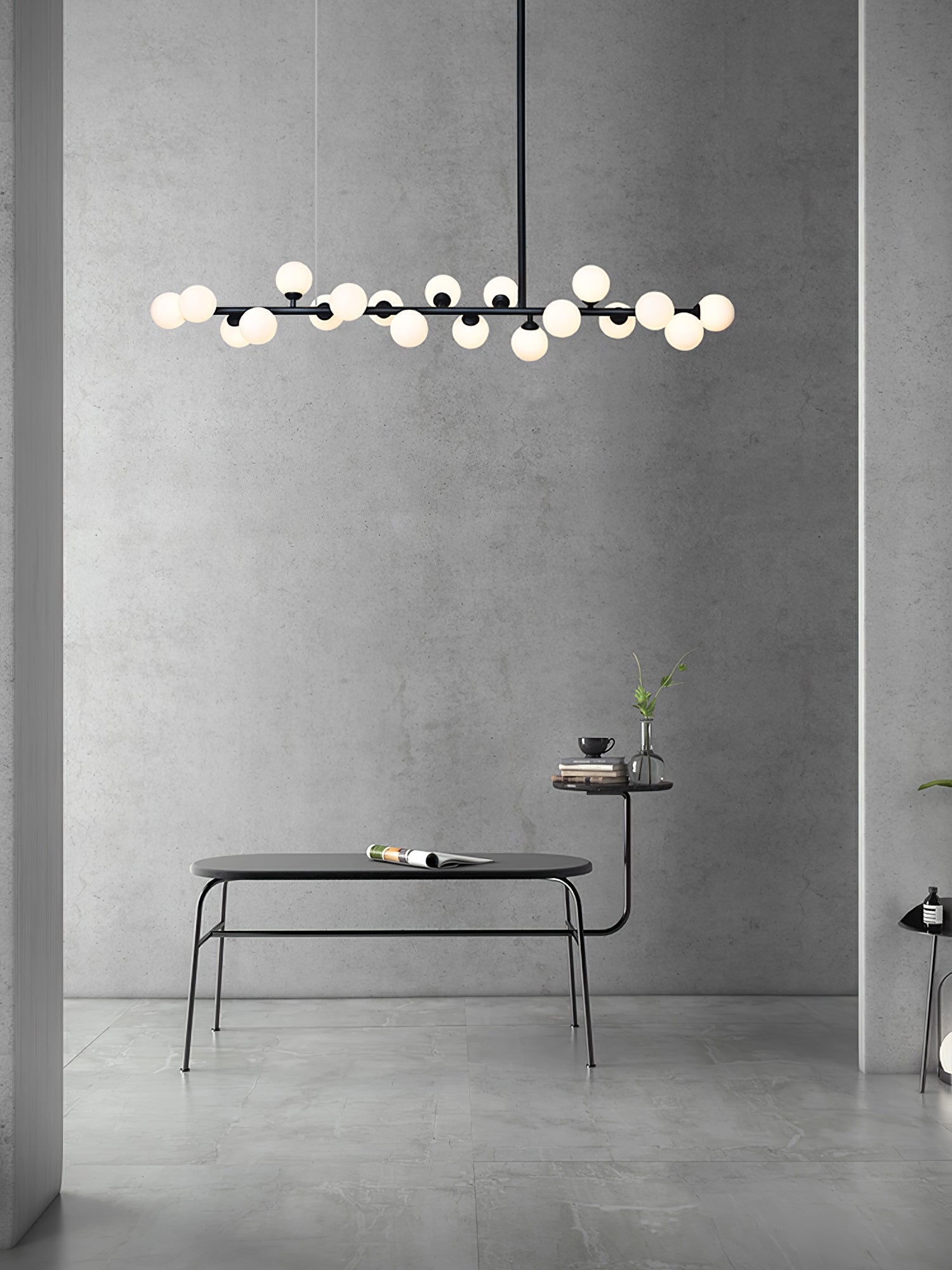 Modern Linear Multi Light Glass Ball Chandelier for Kitchen Island and Dining Room
