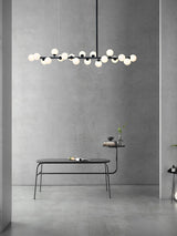 Modern Linear Multi Light Glass Ball Chandelier for Kitchen Island and Dining Room
