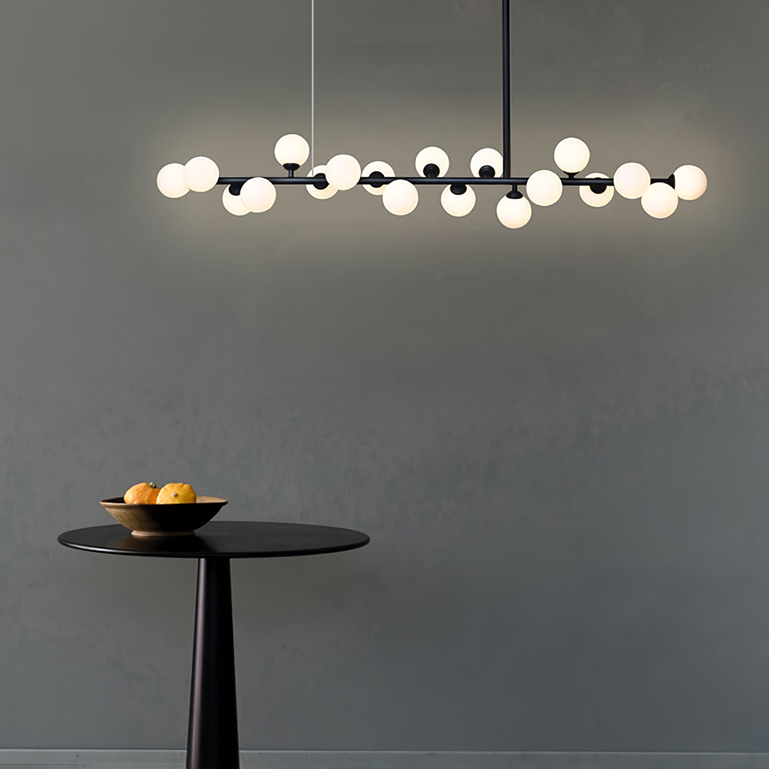 Modern Linear Multi Light Glass Ball Chandelier for Kitchen Island and Dining Room