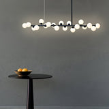 Modern Linear Multi Light Glass Ball Chandelier for Kitchen Island and Dining Room
