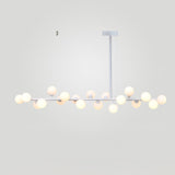 Modern Linear Multi Light Glass Ball Chandelier for Kitchen Island and Dining Room