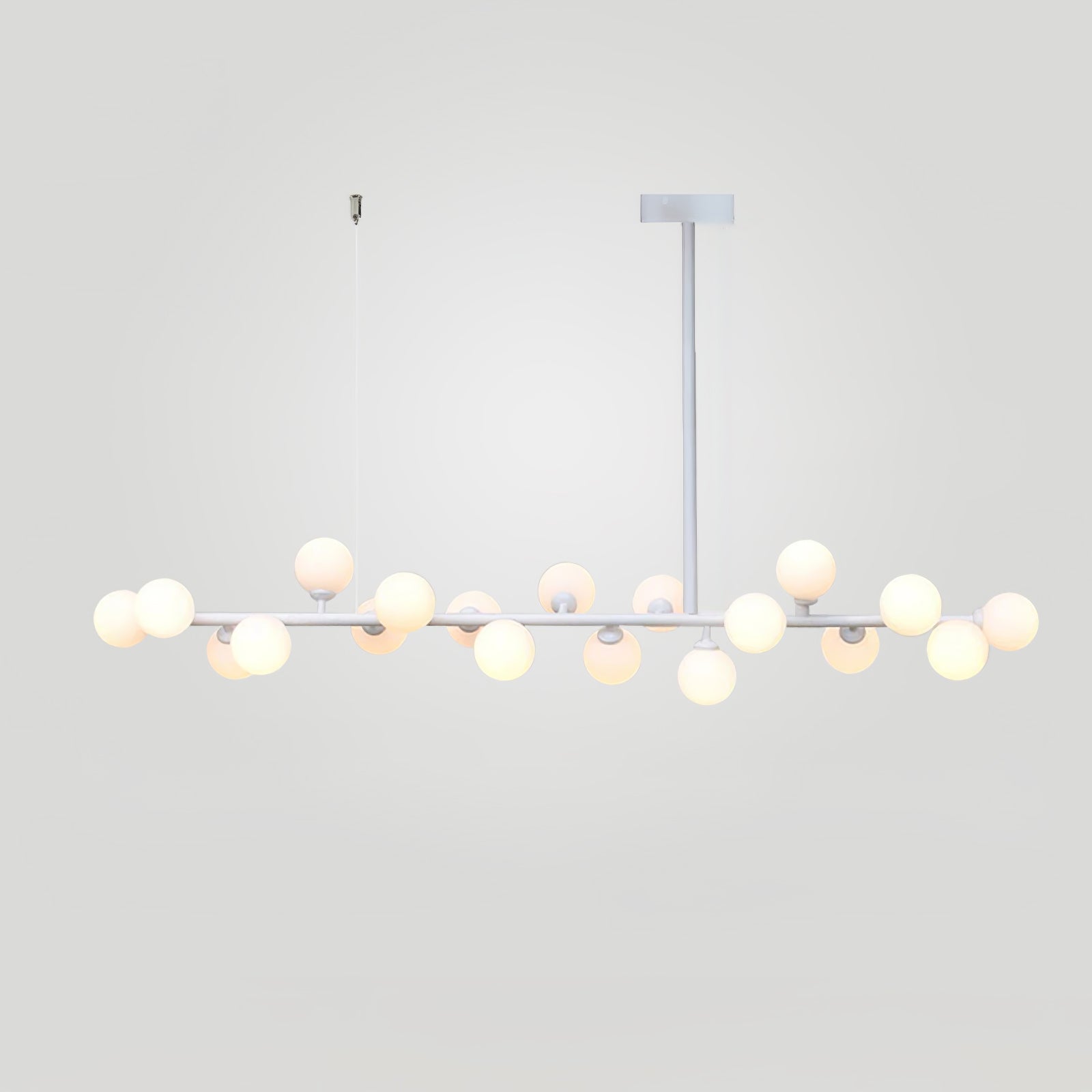 Modern Linear Multi Light Glass Ball Chandelier for Kitchen Island and Dining Room