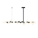 Modern Linear Multi Light Glass Ball Chandelier for Kitchen Island and Dining Room