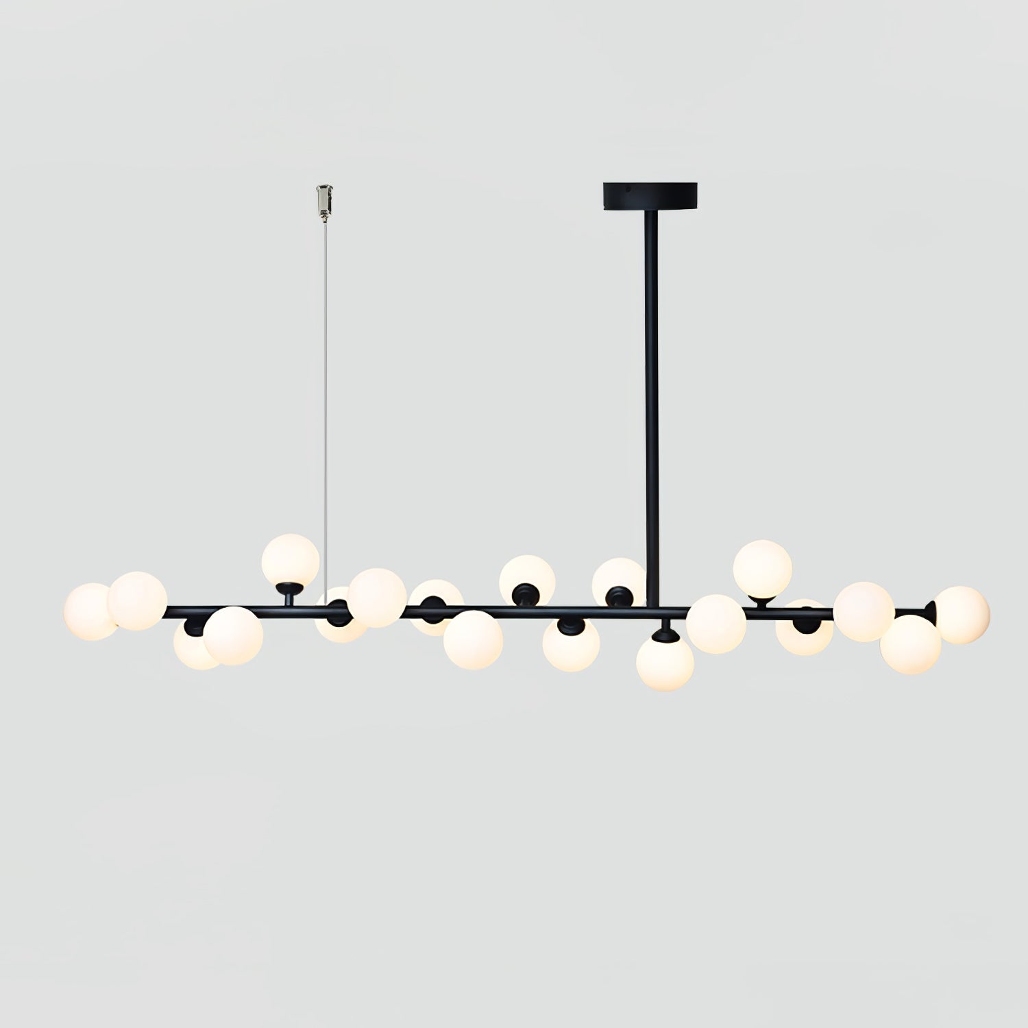 Modern Linear Multi Light Glass Ball Chandelier for Kitchen Island and Dining Room