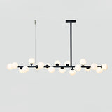 Modern Linear Multi Light Glass Ball Chandelier for Kitchen Island and Dining Room