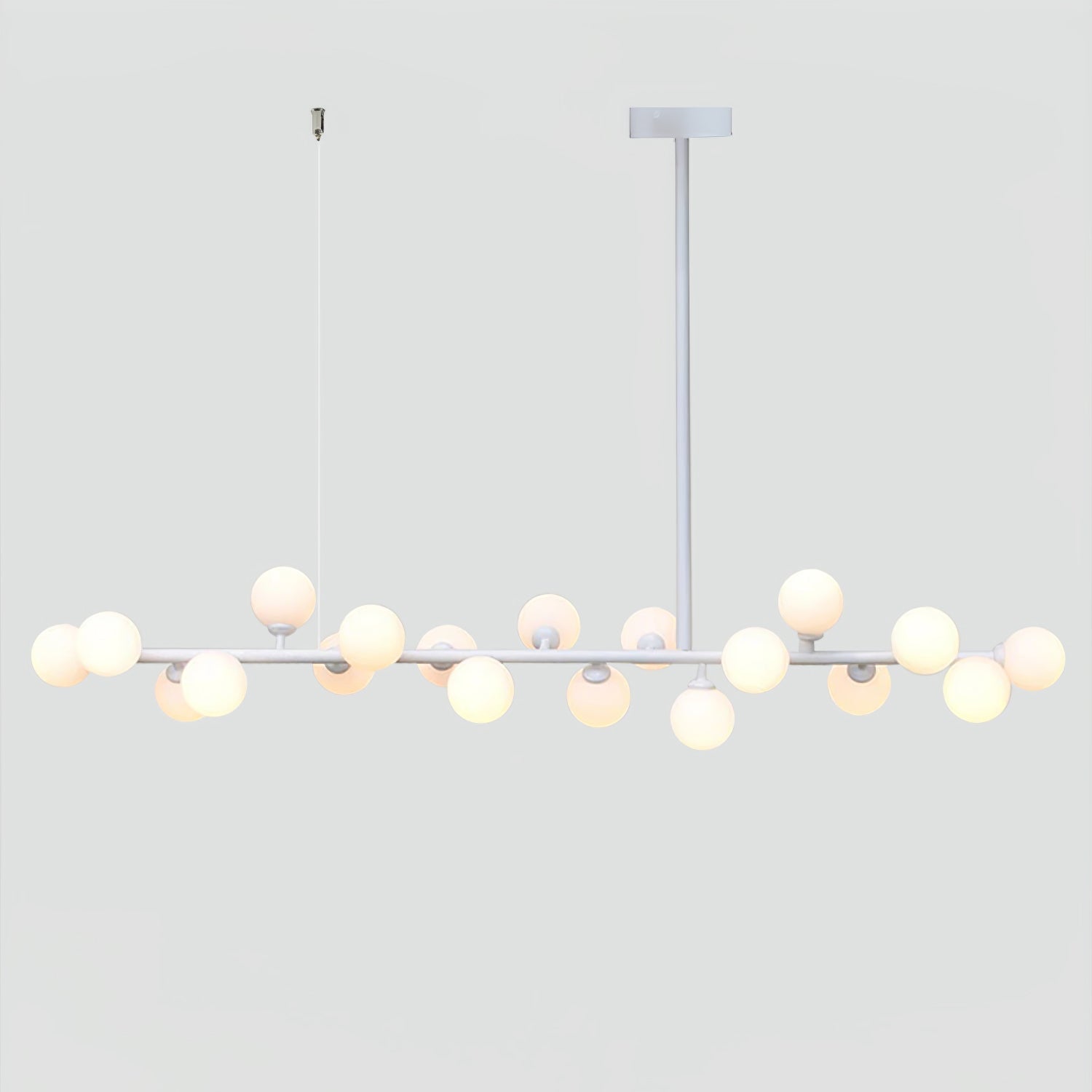 Modern Linear Multi Light Glass Ball Chandelier for Kitchen Island and Dining Room