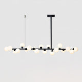 Modern Linear Multi Light Glass Ball Chandelier for Kitchen Island and Dining Room