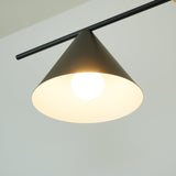 Modern Linear Pendant Chandelier with Opal Glass Globes and Architectural Metallic Design