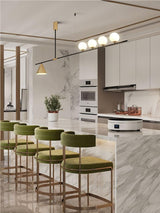 Modern Linear Pendant Chandelier with Opal Glass Globes and Architectural Metallic Design