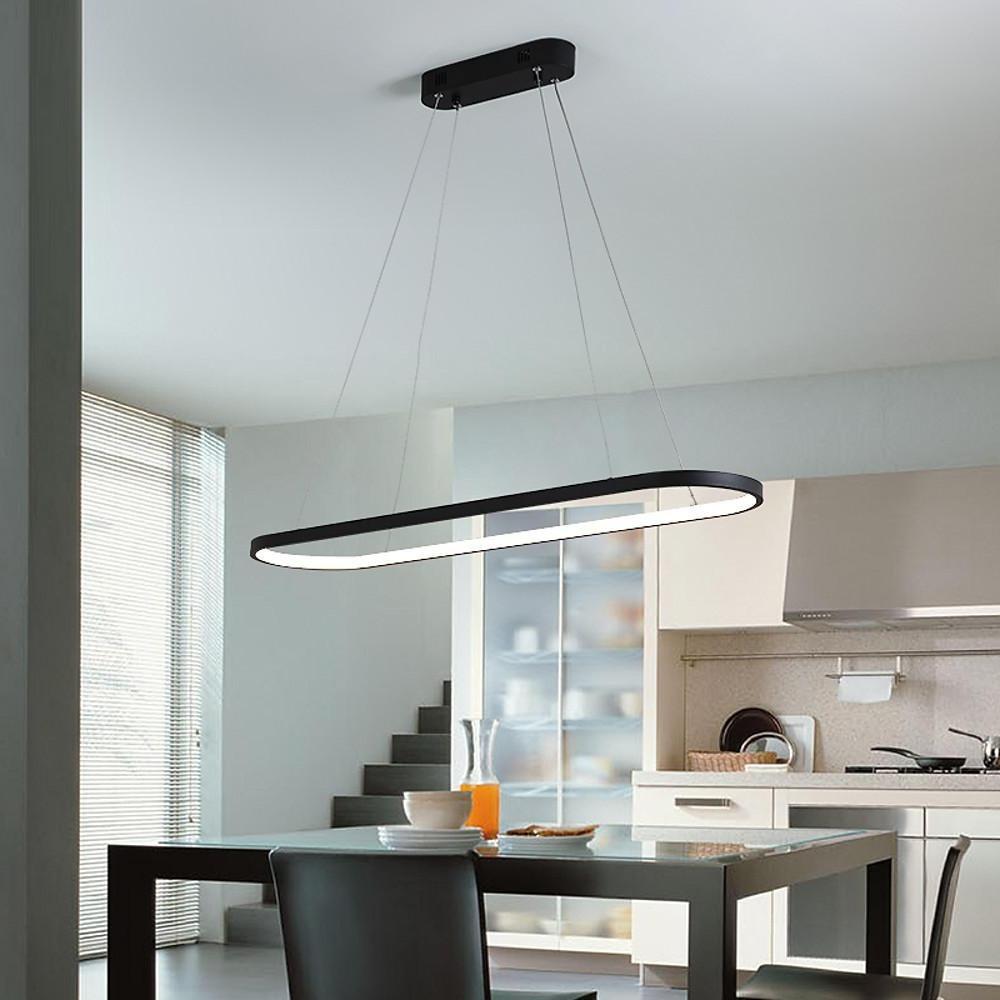 Modern Linear Rectangle LED Chandelier Dimmable Pendant Light for Dining Room