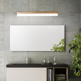 Modern Linear Solid Wood LED Bathroom Vanity Light with Diffused Plastic Shade Wall Mirror Sconce