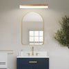 Modern Linear Solid Wood LED Bathroom Vanity Light with Diffused Plastic Shade Wall Mirror Sconce