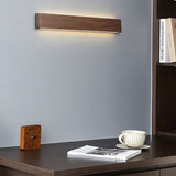 Modern Linear Walnut Wood LED Wall Sconce with Adjustable Color Temperature for Bedroom and Living Room
