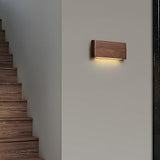 Modern Linear Walnut Wood LED Wall Sconce with Adjustable Color Temperature for Bedroom and Living Room