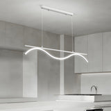 Modern Linear Wave LED Island Pendant Light 47 Inch for Dining Room and Kitchen