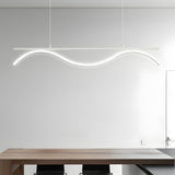 Modern Linear Wave LED Island Pendant Light 47 Inch for Dining Room and Kitchen