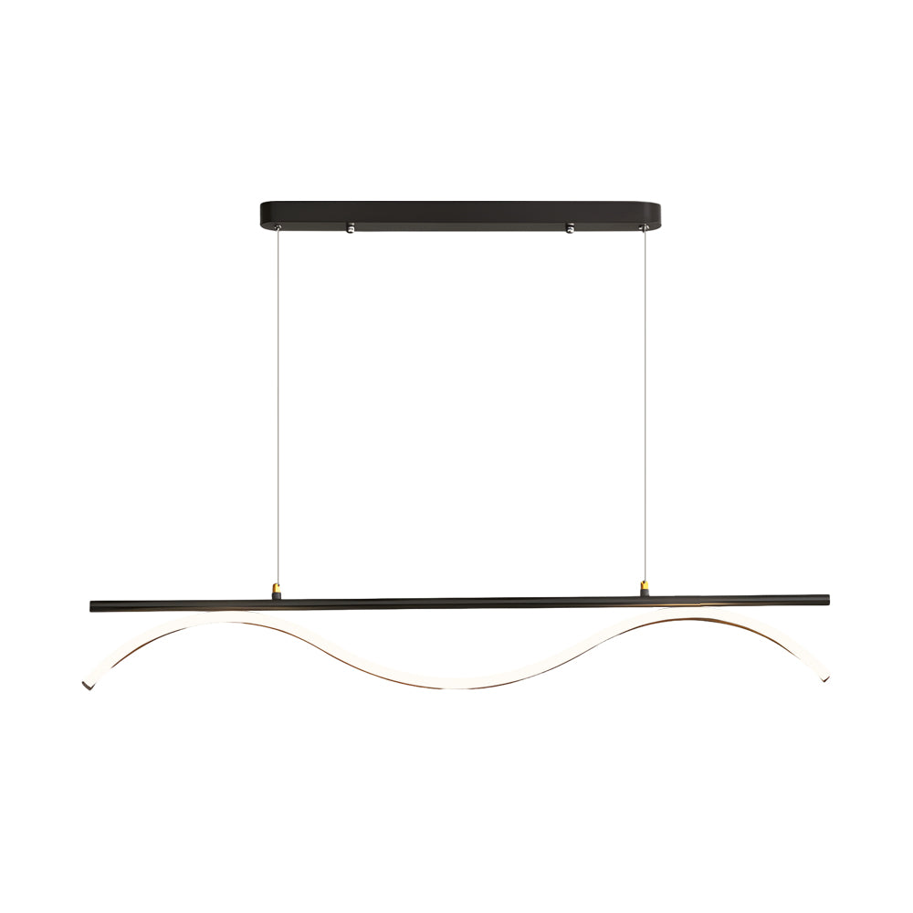 Modern Linear Wave LED Island Pendant Light 47 Inch for Dining Room and Kitchen