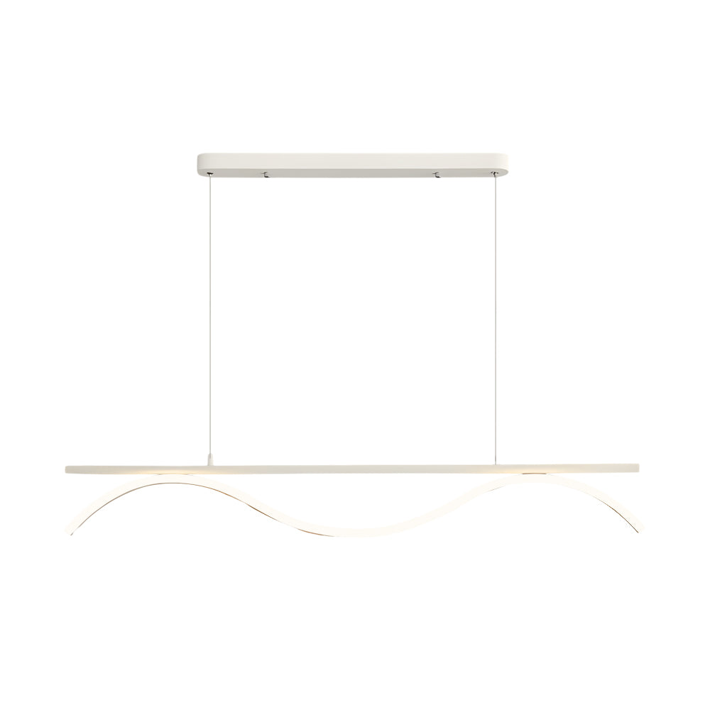 Modern Linear Wave LED Island Pendant Light 47 Inch for Dining Room and Kitchen