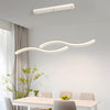 Modern Linear Wavy LED Island Chandelier for Dining Room and Bar with 3 Step Color Dimming