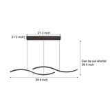 Modern Linear Wavy LED Island Chandelier for Dining Room and Bar with 3 Step Color Dimming